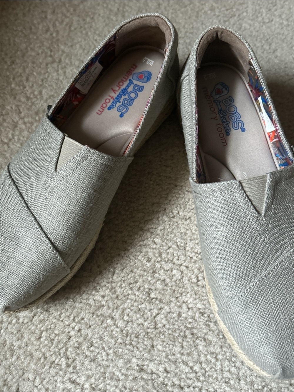 BOBS from Skechers Taupe Canvas Wedge Espadrilles
